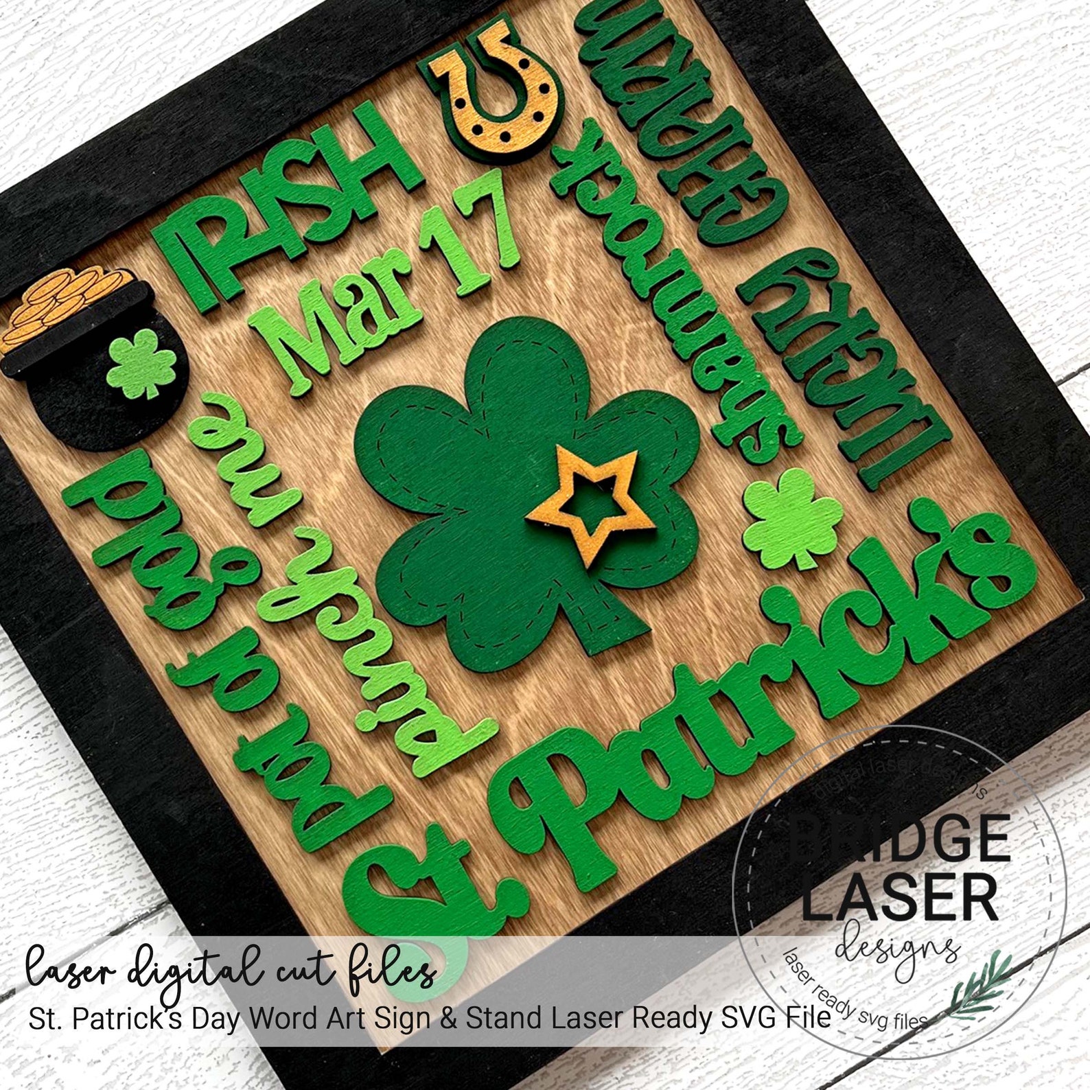Patrick's Sign St Patrick's Laser Cut File, St Patrick's Day Word Collage, St Patrick ...