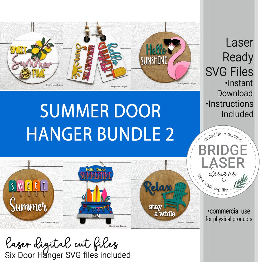 Summer Door Hanger Laser File Bundle, Summer Laser Cut Design SVG ...