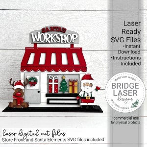 Atelier du père Noël découpé au laser fichier, Noël Laser Design SVG, fichier père Noël découpé au laser, Noël Laser découpé étagère sitter, chaud cacao laser SVG