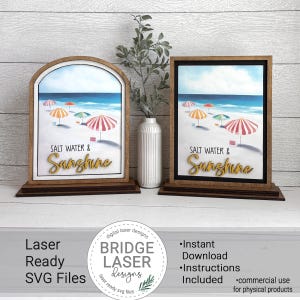 Summer Laser Cut Files and Printable PNG, Interchangeable Printable PNG Arch & Rectangle Insert, Beach Sign Laser Cut File, Summer Beach