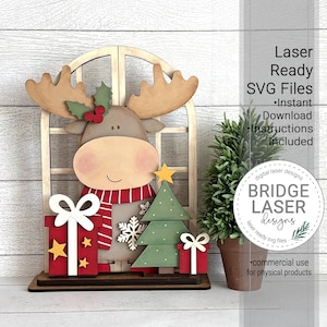Christmas Laser Cut Files, Christmas Trio Shelf Sitter Laser SVG, Christmas Standing Laser Cut File, Holiday Interchangeable Laser Cut Files