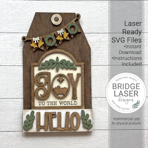 Nativity Door Hanger Sign Laser Cut File, Nativity Interchangeable Door Hanger SVG, Christmas Porch Sign, Nativity Door Sign Laser Cut File