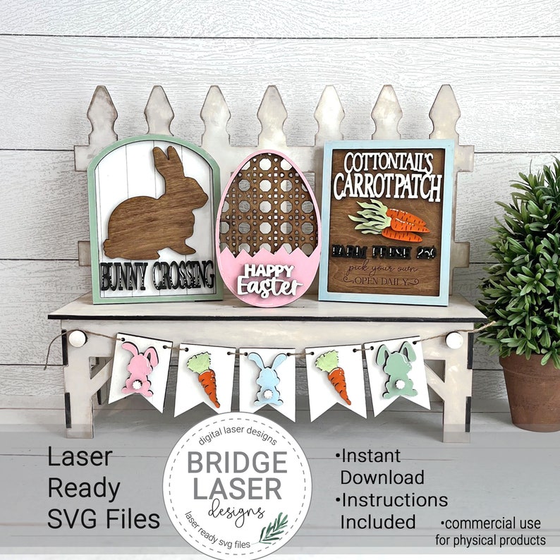 Easter Laser Cut File, Spring Interchangeable Bench Sign, Farmhouse ...