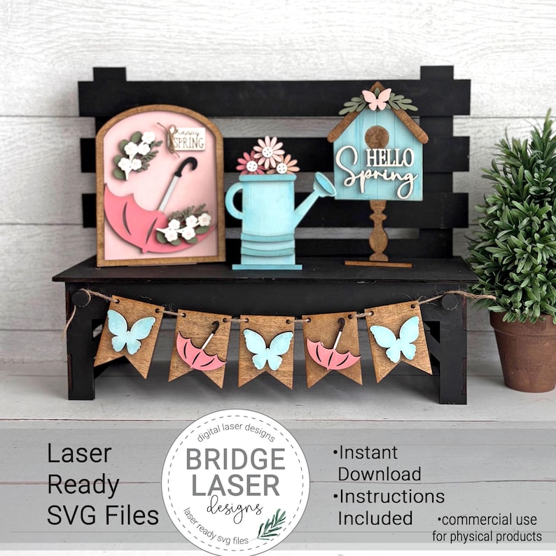 Spring Laser Files Spring Laser Cut File, Spring Interchangeable Bench Sign, Spring Beach ...