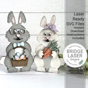 Fichiers de Pâques découpés au laser, lapin de Pâques étagère sitter SVG, lapin de Pâques étagère sitter, lapin de Pâques panier carottes fichier découpé au laser SVG