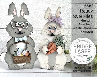 Easter Laser Cut Files, Easter Bunny Shelf Sitter SVG, Easter Bunny Shelf Sitter, Easter Bunny Basket Carrots Laser Cut File SVG