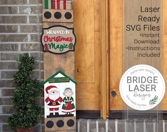 Christmas Porch Leaner Sign Laser Cut File, Santa Interchangeable Porch Sign SVG, Santa's Workshop Laser Cut Sign SVG, Digital Download