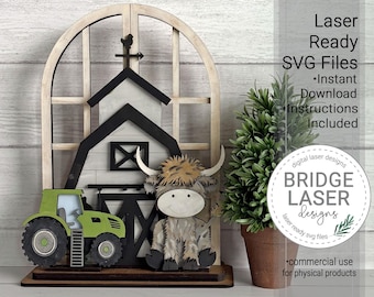 Highland Cow Laser Cut Files, Highland Cow Trio Shelf Sitter Laser, Farm Laser Cut Files, Holiday Interchangeable Laser Files