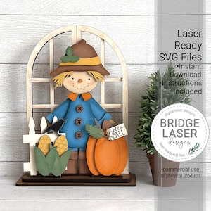 Scarecrow Laser Cut Files, Fall Trio Shelf Sitter Laser SVG, Fall Standing Laser Cut File, Holiday Interchangeable Laser Cut Files