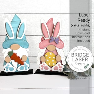 Easter Gnomes Laser Cut File, Easter Gnome Shelf Sitter Laser Cut Design SVG, Easter Laser File, Easter Bunny Gnomes Laser Cut SVG