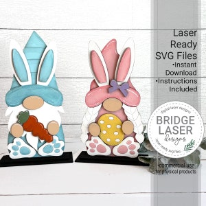 Easter Gnomes Laser Cut File, Easter Gnome Shelf Sitter Laser Cut Design SVG, Easter Laser File, Easter Bunny Gnomes Laser Cut SVG