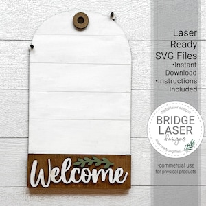 Arquivo de corte a laser para cabide de porta, sinal de cabide de porta intercambiável SVG a laser, suporte de sinal intercambiável a laser, varanda de férias intercambiável