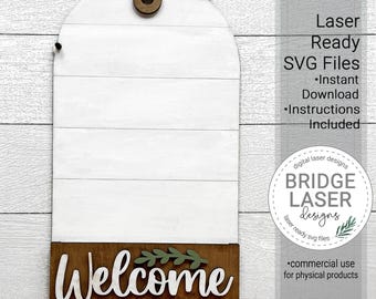 Door Hanger Laser Cut File, Interchangeable Door Hanger Sign Laser SVG, Laser Interchangeable Sign Holder, Holiday Porch Interchangeable