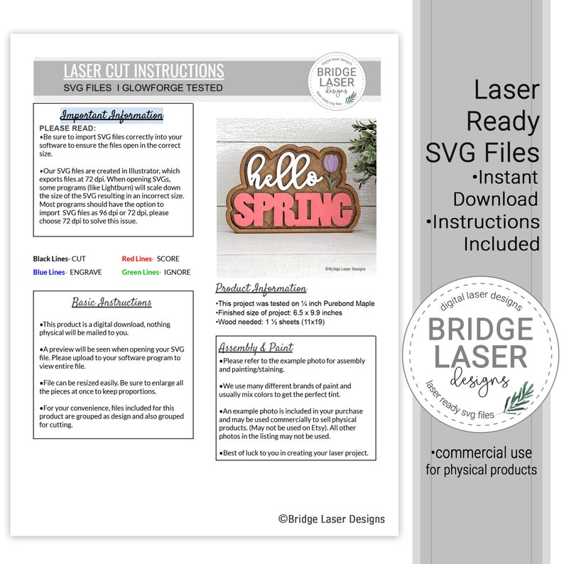 Spring Laser Files Spring Laser Cut File, Spring Shelf Sitter Laser SVG, Hello Spring Sign ...