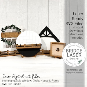 Interchangeable Window, House, Circle and Frame Bundle, Interchangeable Add On Bundle SVG File, Laser Cut Files Bundle, Laser Files SVG