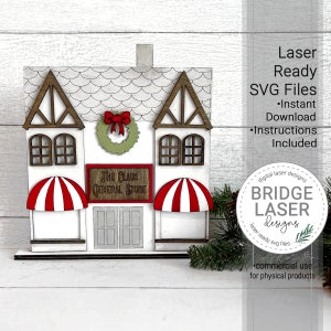 Christmas Village General Store Laser Cut File, Laser Christmas Mantle Decor, Christmas Village Laser Cut File, General Store Laser SVG File