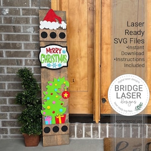 Grillige kerst veranda slanker teken lasergesneden bestand, kerstboom verwisselbare veranda teken SVG, vakantie veranda slanker lasergesneden teken SVG
