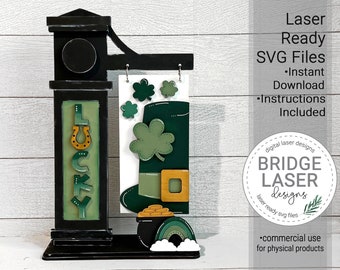 St Patrick's Day Laser Cut File, St Patrick's Interchangeable Post Sign SVG, Laser Interchangeable Sign SVG, St Patrick Sign Laser File SVG