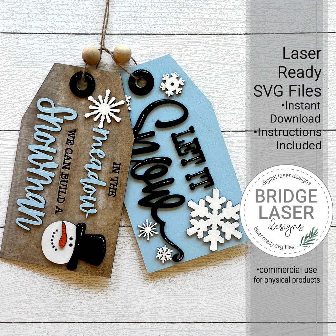 Winter Snow Laser Cut File, Winter Tag, Door Hanger Laser File