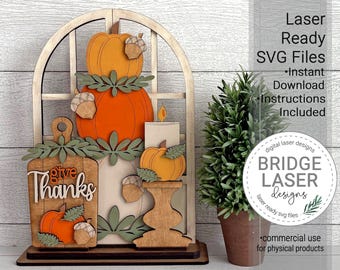 Thanksgiving Laser Cut Files, Thanksgiving Trio Shelf Sitter Laser SVG, Fall Standing Laser Cut Files, Holiday Interchangeable Laser Files