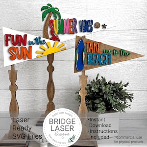 Zomer verwisselbare wimpels lasergesneden bestand, zomer strand wimpels laser SVG, Summer Vibes, Fun in the Sun, Take Me To The Beach wimpels