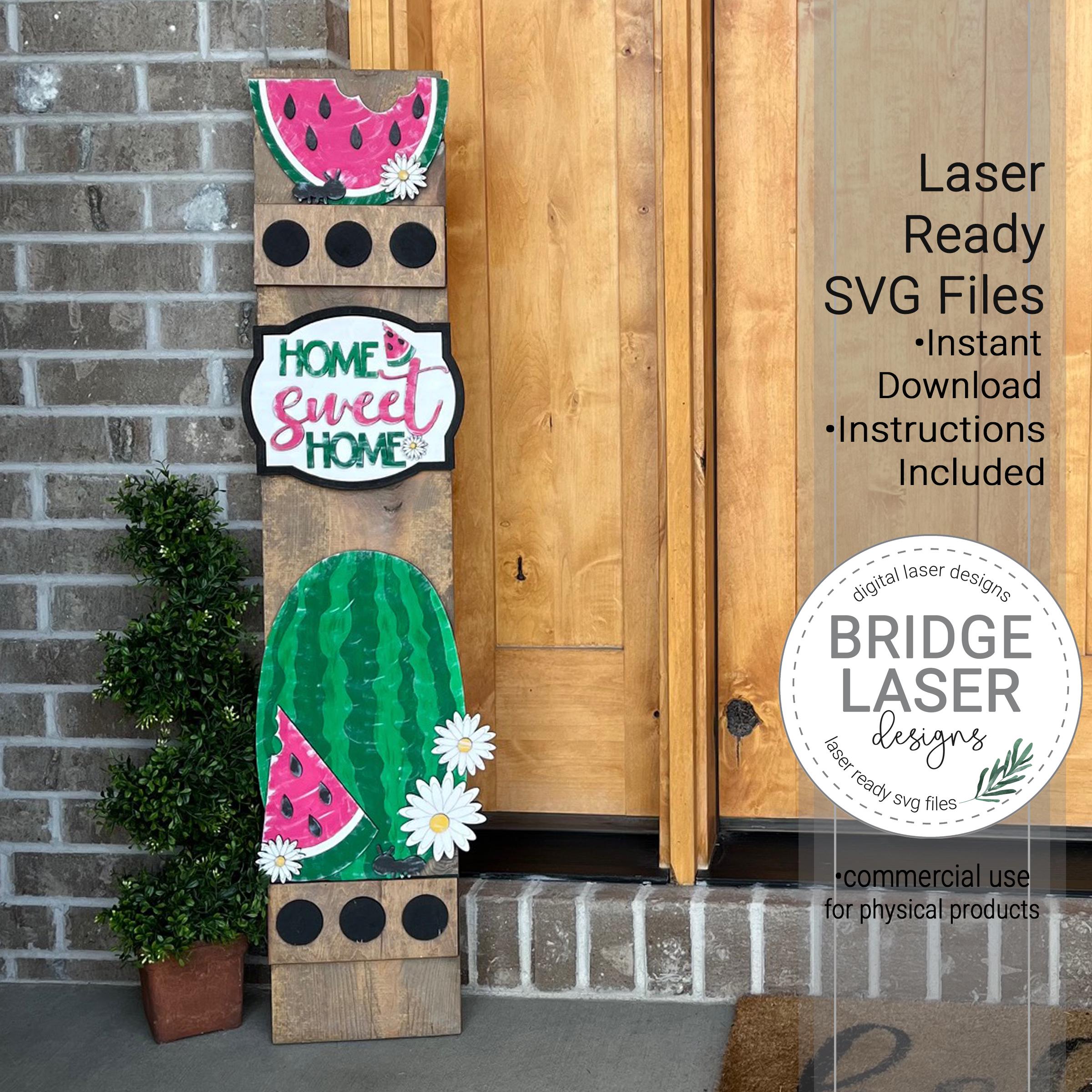 Summer Watermelon Porch Leaner Sign Laser Cut File, Summer