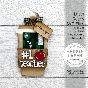 Teacher Gift Card Holder Laser File, Teacher Appreciation Gift Card Holder SVG, Gift Card Ornament Laser File, School Gift Card Holder SVG