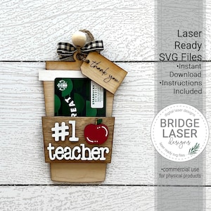 Teacher Gift Card Holder Laser File, Teacher Appreciation Gift Card Holder SVG, Gift Card Ornament Laser File, School Gift Card Holder SVG