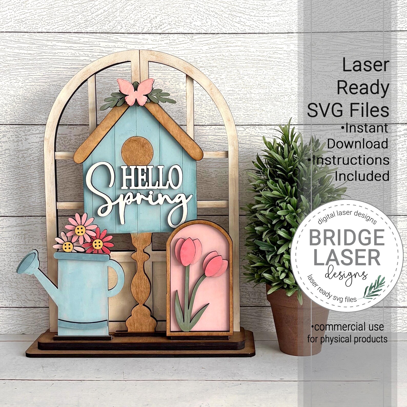 Spring Laser Files Spring Laser Cut Files, Spring Trio Shelf Sitter Laser, Spring Standing ...