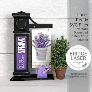 Frühling Lavendel austauschbare Laserschnittdatei, Frühling Laserdatei SVG, Frühling Willkommensschild Laserdatei, Lavendel Frühling Postschild Laser SVG