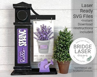 Spring Lavender Interchangeable Laser Cut File, Spring Laser File SVG, Spring Welcome Sign Laser File, Lavender Spring Post Sign Laser SVG