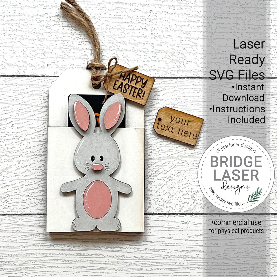 Easter Bunny Gift Card Holder Laser File, Gift Card Holder SVG, Easter