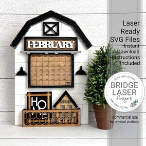 Calendar Laser Cut File, Interchangeable Laser SVG, Farmhouse Laser Files, Holiday Laser Files, Laser Interchangeable Calendar SVG, February