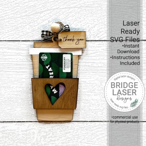 File laser per porta carte regalo per bevande, porta carte regalo per caffè SVG, file laser ornamento carta regalo, porta carte regalo di ringraziamento SVG, regalo per insegnanti