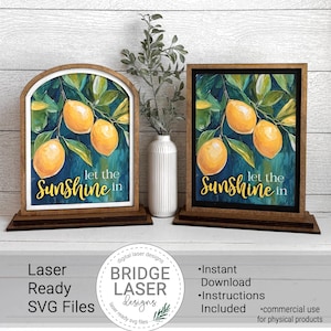 Lemon Laser Cut Files and Printable PNG, Interchangeable Printable PNG Arch & Rectangle Insert, Summer Sign Laser Cut File, Lemon SVG