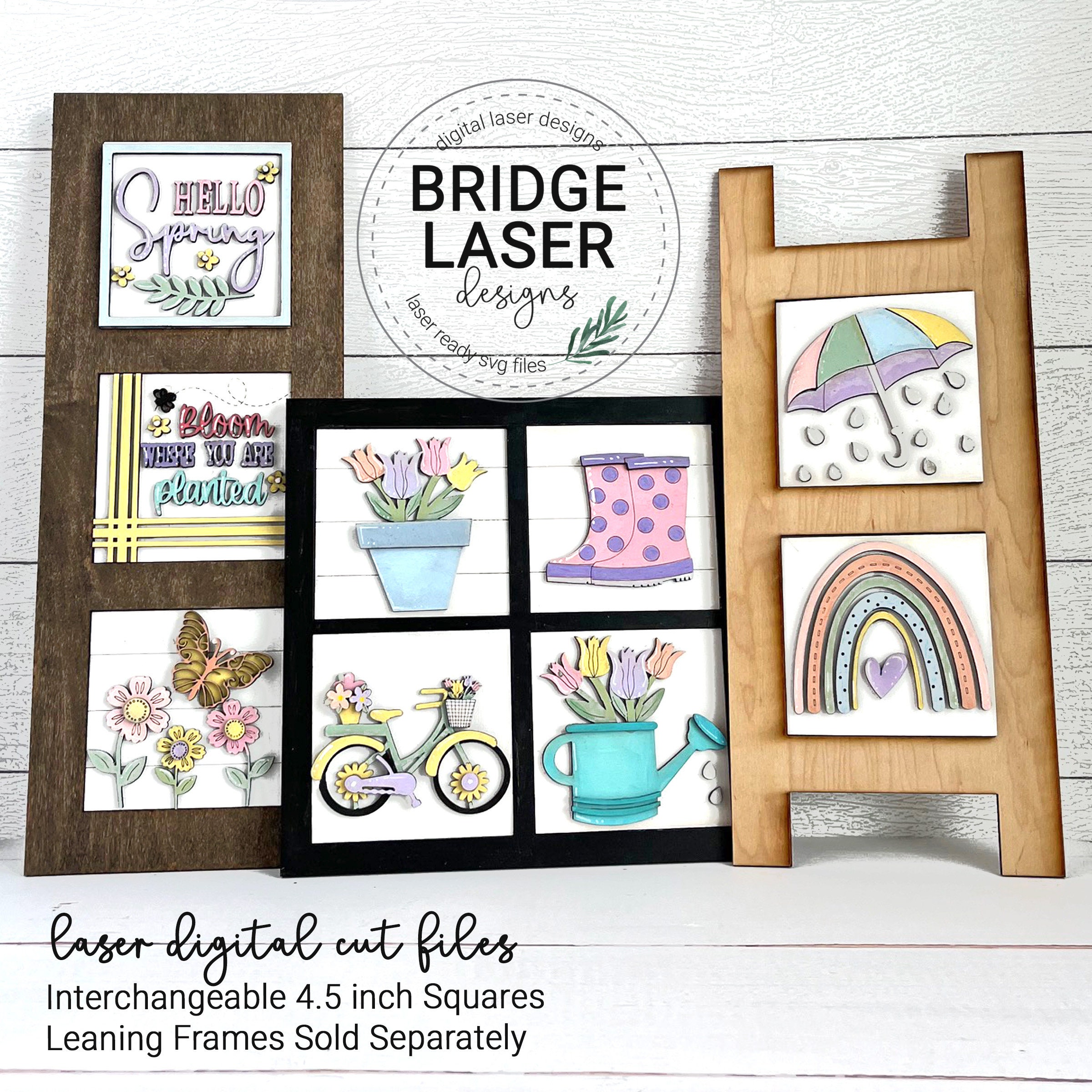 Spring Laser Files Spring Laser Cut Files, Spring Interchangeable Leaning Sign Bundle File ...
