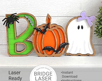 Halloween Laser Files, Halloween BOO Shelf Sitter, Pumpkin Ghost, Halloween Laser SVG, Halloween Laser Cut Files, Halloween Shelf Sitter SVG