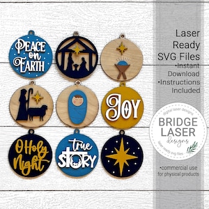 Nativity Ornament Laser File, Christmas Ornament Bundle SVG, Christmas Laser Cut File, Christmas Laser SVG, Nativity Laser File, Download