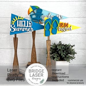 Sommer Wimpel Laser-Datei, austauschbare Sommer Wimpel Laser SVG, Sommer Laser Cut-Datei, Sommer Zeichen Laser SVG, Hallo Sommer Laserdatei