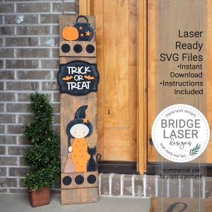 Halloween Porch Leaner Sign Laser Cut File, Halloween Witch Interchangeable Porch Sign SVG, Holiday Porch Leaner Laser Cut Interchangeable