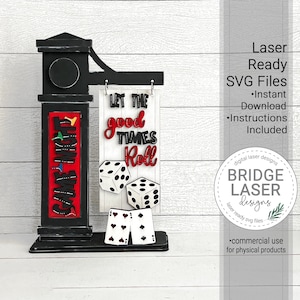 Fichier laser de signe de nuit de jeu, fichier laser de signe de poste interchangeable de nuit de jeu, laissez les bons temps rouler Laser SVG, jeux de dés de cartes SVG