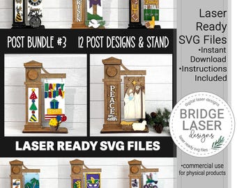 Post BUNDEL 3 lasergesneden bestanden, verwisselbare post laserbestand SVG, post teken verwisselbare verwisselbare vakantie post SVG