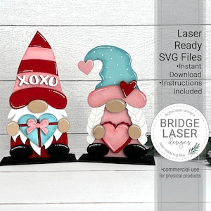 File di taglio laser Gnome Shelf Sitter di San Valentino, File di taglio laser Valentine Shelf Sitter SVG, File laser di San Valentino, Taglio laser Gnome in piedi SVG