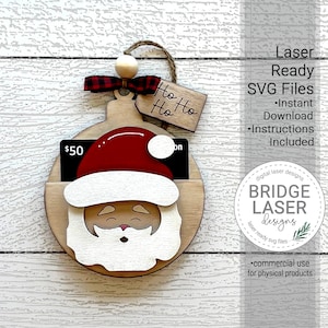 Christmas Gift Card Holder Laser File, Gift Card Holder SVG, Christmas Ornament Laser File, Santa Gift Card Holder SVG, Personalized Gift