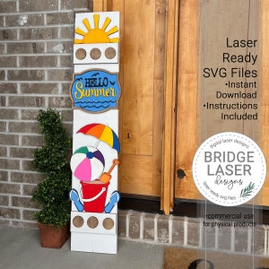 File di taglio laser per portico estivo più snello, cartello estivo per portico intercambiabile SVG, cartello intercambiabile per portico estivo con taglio laser più snello