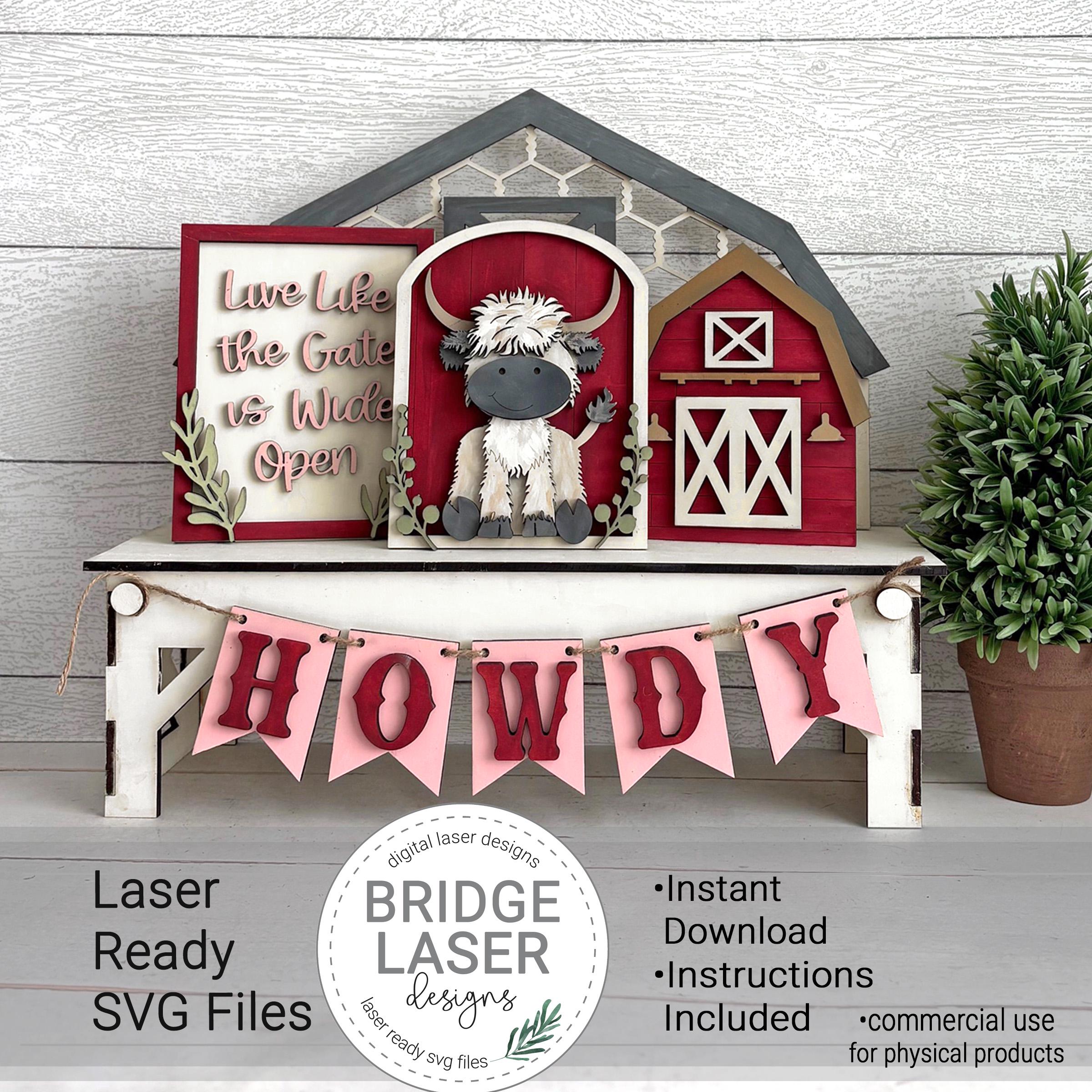 Highland Cow Bench Laser Cut File, Highland Cow Interchangeable Bench ...