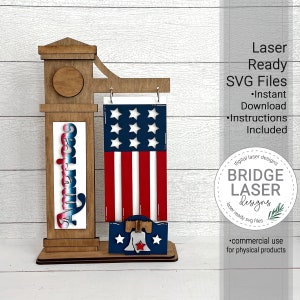 Arquivo de corte a laser de sinal de correio intercambiável de 4 de julho, SVG de laser de bandeira americana, SVG de corte a laser de sinal de correio patriótico, arquivo de corte a laser de 4 de julho