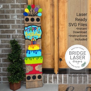 File di taglio laser per portico di compleanno più snello, buon compleanno portico intercambiabile segno SVG, compleanno portico più snello taglio laser intercambiabile