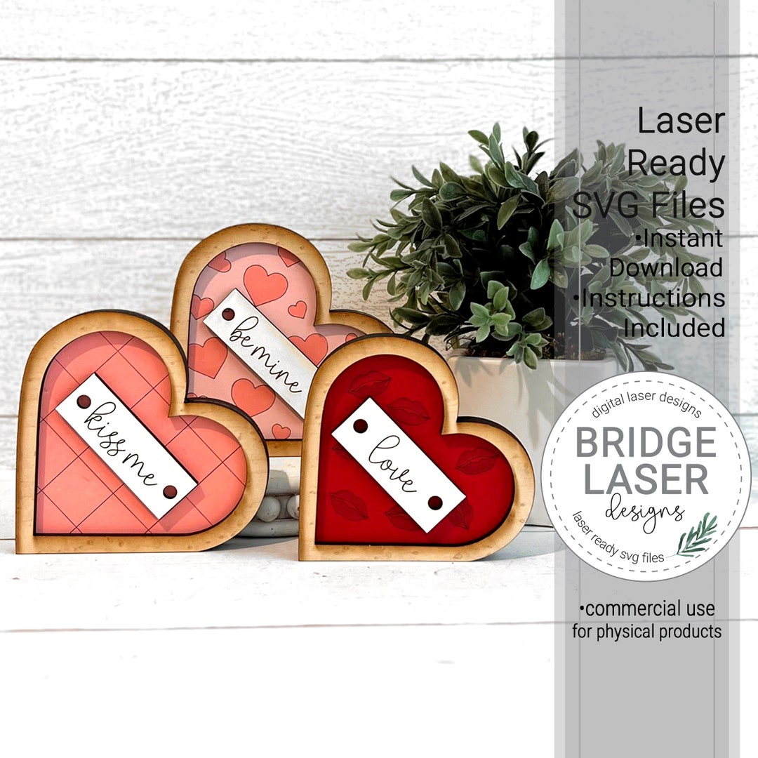 Valentine Laser Cut File, Hearts Shelf Sitter Laser File, Valentine's