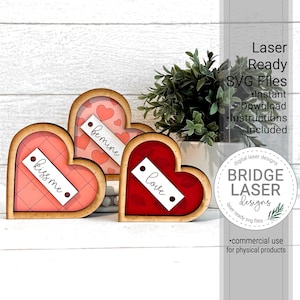 Valentine Laser Cut File, Hearts Shelf Sitter Laser File, Valentine&#39;s Day Laser File SVG, Standing Hearts Laser File, Layer Hearts Laser SVG